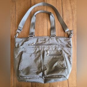 Women's Light Gray Convertible Tote with Multiple Front Pockets